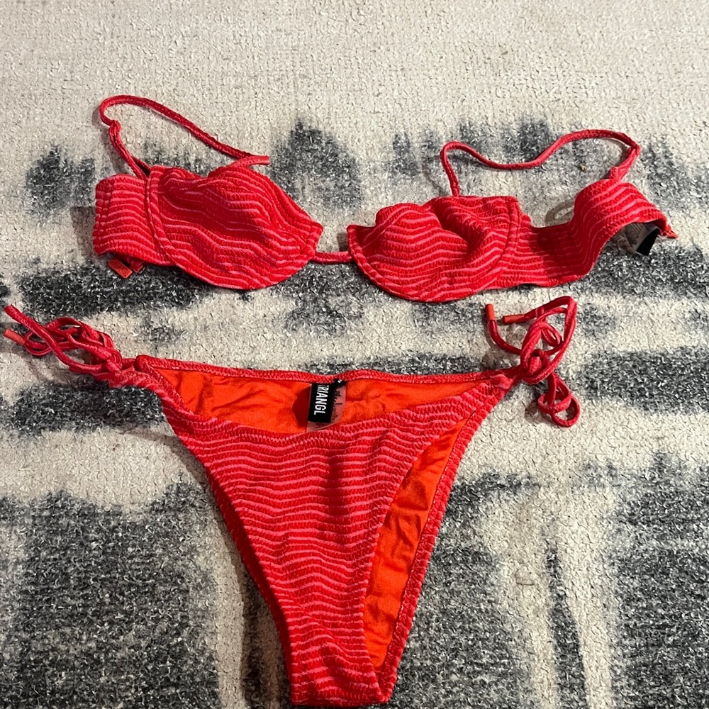 Triangl Swimwear red textured bikini